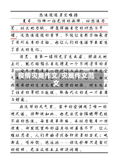 疫情灾难作文/灾难作文范文-第2张图片
